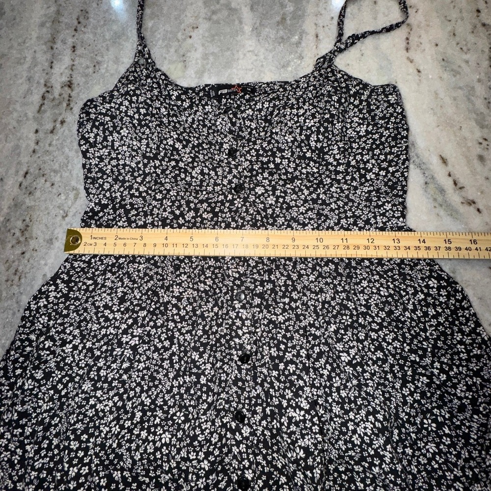 Y2K FB Sister Medium Cami Blouse Tank Top Baby Doll Black Floral Button Down - Picture 7 of 7
